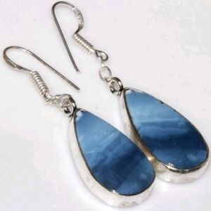 Owhyee Blue Opa Gemstone 925 Sterling Silver Handmade Drop Dangle Earrings